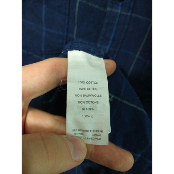 J Crew Shirt Mens Large Blue Windowpane Plaid Flannel Long Sleeve Button Up - Picture 8 of 9